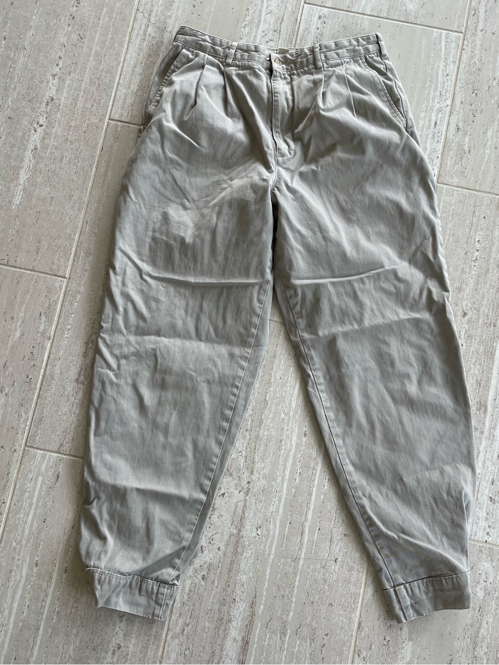 Vintage Banana Republic Pleated Cinch Bottom Pants Khaki Cotton